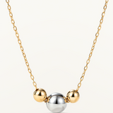 Gargantilla Orbital Bicolor en Oro Amarillo y Blanco de 18 kt
