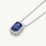 Gargantilla Zafiro Baguette y Diamantes Naturales en Oro Blanco de 18 kt