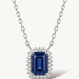 Gargantilla Zafiro Baguette y Diamantes Naturales en Oro Blanco de 18 kt