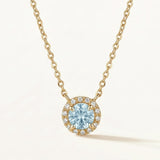 Gargantilla Juliette de Diamantes Naturales y Topacio Azul en Oro Amarillo de 18 kt