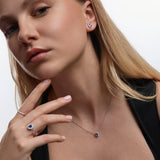 Gargantilla Adelina de Zafiro y Diamantes 0,12 ct en Oro Blanco de 18 kt