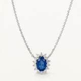 Gargantilla Adelina de Zafiro y Diamantes 0,12 ct en Oro Blanco de 18 kt