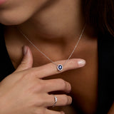 Gargantilla Adelina de Zafiro y Diamantes 0,30 ct en Oro Blanco de 18 kt