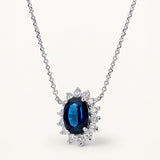 Gargantilla Adelina de Zafiro y Diamantes 0,30 ct en Oro Blanco de 18 kt