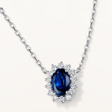 Gargantilla Adelina de Zafiro y Diamantes 0,15 ct en Oro Blanco de 18 kt