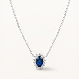 Gargantilla Adelina de Zafiro y Diamantes 0,15 ct en Oro Blanco de 18 kt