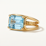 Sortija Isabella de Topacio Azul en Oro Amarillo de 18 kt
