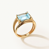 Sortija Isabella de Topacio Azul en Oro Amarillo de 18 kt