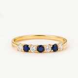 Sortija Elise de Zafiro y Circonitas en Oro Amarillo de 18 kt