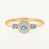 Sortija Juliette de Diamantes y Topacio Azul en Oro Amarillo de 18 kt