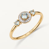 Sortija Juliette de Diamantes y Topacio Azul en Oro Amarillo de 18 kt