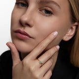 Sortija Juliette de Diamantes Naturales y Esmeralda en Oro Amarillo de 18 kt