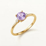 Sortija Amélie Round de Diamantes Naturales y Tanzanita en Oro Amarillo de 18 kt
