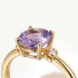 Sortija Amélie Round de Diamantes Naturales y Tanzanita en Oro Amarillo de 18 kt