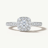 Sortija Lucienne Halo de Diamantes Naturales en Oro Blanco de 18 kt