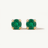 Pendientes Solitario de Esmeralda en Oro Amarillo de 18 kt