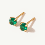 Pendientes Solitario de Esmeralda en Oro Amarillo de 18 kt