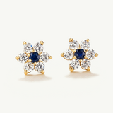 Pendientes Rosalie de Zafiro y Circonitas en Oro Amarillo de 18 kt