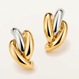 Pendientes Enlace Triple en Oro Amarillo y Blanco de 18 kt