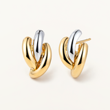 Pendientes Enlace Triple en Oro Amarillo y Blanco de 18 kt