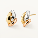 Pendientes Enlace Triple en Oro Amarillo, Blanco y Rosa de 18 kt