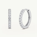 Pendientes Aro de Diamantes Naturales 10 mm en Oro Blanco de 18 kt