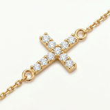 Pulsera Cross de Circonitas en Oro Amarillo de 18 kt