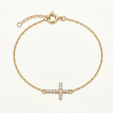 Pulsera Cross de Circonitas en Oro Amarillo de 18 kt