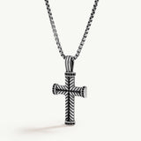 Collar Arvel Cruz Relief en Plata de Primera Ley