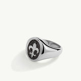 Sortija sello flor de lis en plata de primera ley