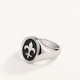 Anillo Sello Arvel Fleur en Plata de Primera Ley