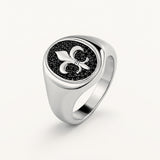 Anillo Sello Arvel Fleur en Plata de Primera Ley