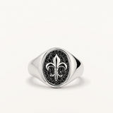 Anillo Sello Arvel Fleur en Plata de Primera Ley