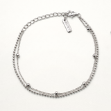 Pulsera Mini Beads Double en Plata de Primera Ley