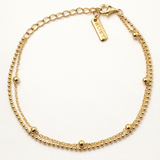 Pulsera Mini Beads Double en Plata 925 Bañada en Oro de 18 Kt