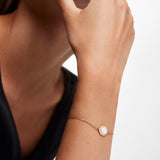 Pulsera Pure con piedra blanca en Plata 925 Bañada en Oro de 18 Kt