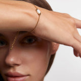 Pulsera Pure con piedra blanca en Plata 925 Bañada en Oro de 18 Kt