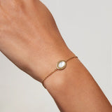 Pulsera Pure con piedra blanca en Plata 925 Bañada en Oro de 18 Kt
