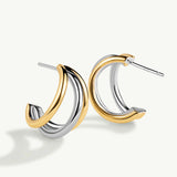 Pendientes Links Bicolor en Plata 925 Bañada en Oro de 18 Kt