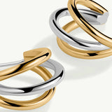 Pendientes Links Bicolor en Plata 925 Bañada en Oro de 18 Kt