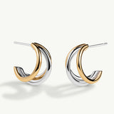 Pendientes Links Bicolor en Plata 925 Bañada en Oro de 18 Kt