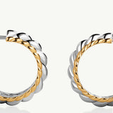 Pendientes Medio Aro Gallonado Bicolor en Plata 925 Bañada en Oro de 18 Kt y de Primera Ley