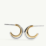 Pendientes Links Duo Bicolor en Plata 925 Bañada en Oro de 18 Kt