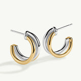 Pendientes Links Twist Bicolor en Plata 925 Bañada en Oro de 18 Kt