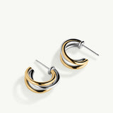 Pendientes Links Twist Bicolor en Plata 925 Bañada en Oro de 18 Kt