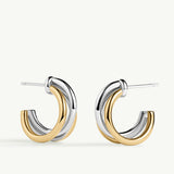 Pendientes Links Twist Bicolor en Plata 925 Bañada en Oro de 18 Kt