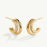 Pendientes Caela Duo en Plata 925 Bañada en Oro de 18 Kt