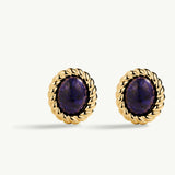 Pendientes Velvet Blue Stud en Plata 925 Bañada en Oro de 18 Kt