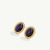 Pendientes Velvet Blue Stud en Plata 925 Bañada en Oro de 18 Kt