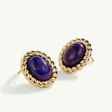 Pendientes Velvet Blue Stud en Plata 925 Bañada en Oro de 18 Kt